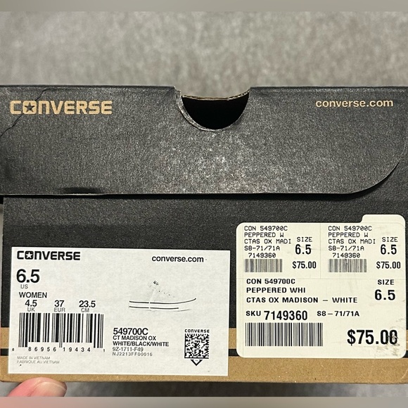 Converse CTAS Madison Canvas Shoe Women’s Size 6.5 Peppered White - Picture 5 of 5